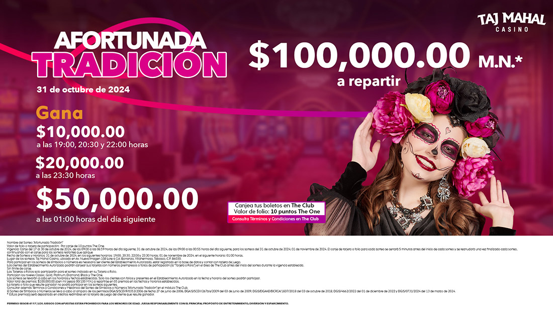 Diviértete con nuestro sorteo Afortunada Tradición con $100,000 pesos* a repartir