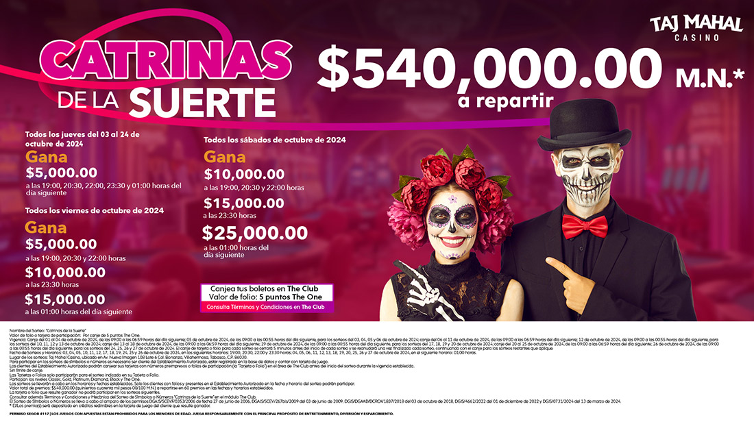 Catrinas de la Suerte con $540,000.00 M.N.* a repartir